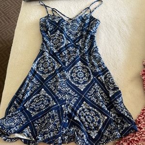 A.Byer romper. Size: small. Blue and white design. V-neck.